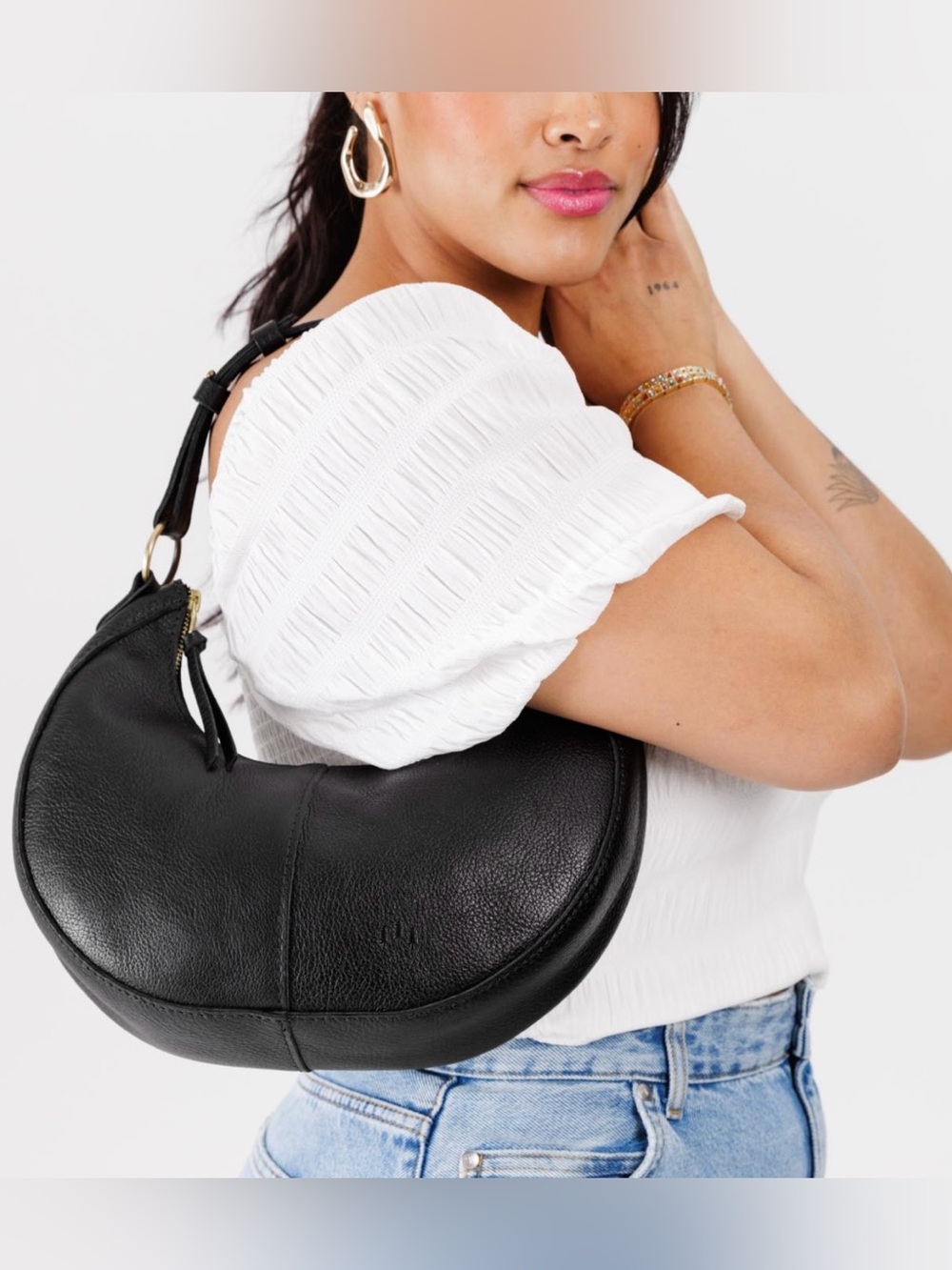 Portland Leather (PLG) Nora Shoulder Bag Classic Pebbled Black - Picture 5 of 10